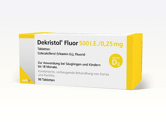 Packshot – Dekristol® Fluor 500 I.E./0,25mg 90 Tabletten
