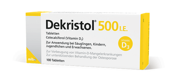 Dekristol® 500 I.E. 100 Tabletten zur Vorbeugung von Vitamin D-Mangelerkrankungen